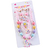 Cute Unicorn Alloy Plastic Children's Beaded Necklace & Bracelet & Cuff Ring & Clip-on Earring Jewelry Sets for Girl's FS-WGF4311-04-1