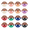 16Pcs 8 Colors Opaque Resin & Walnut Wood Connector Charms RESI-TA0002-71-1