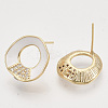 Brass Micro Pave Cubic Zirconia Stud Earring Findings KK-T054-36G-04-NF-2