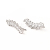 Brass Micro Pave Cubic Zirconia Stud Crawler Earrings EJEW-H091-11P-2