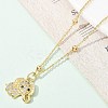 Brass Micro Pave Clear Cubic Zirconia Pendant Necklaces for Women NJEW-M084-02G-04-4