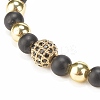 Natural Obsidian & Synthetic Hematite Braided Bead Bracelet with Cubic Zirconia BJEW-JB08117-02-4