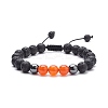 Natural Malaysia Jade(Dyed) & Lava Rock & Synthetic Hematite Braided Bead Bracelet BJEW-JB08144-02-1