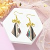 Resin & Walnut Wood Dangle Earrings EJEW-JE05507-05-3
