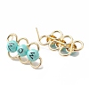 Mother's Day Brass Enamel Stud Earrings EJEW-A093-07G-3