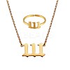 Number Pendant Necklace & Open Cuff Ring JX195A-1