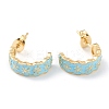 Semicircular Brass Enamel Half Hoop Earrings EJEW-L234-037G-1