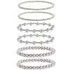 6Pcs 6 Styles Brass Round Beads Stretch Bracelets for Women BJEW-D357-04G-2