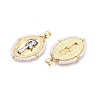 Brass with ABS Imitation Pearl Pendants KK-T070-16G-04-2