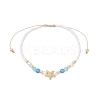 3Pcs Starfish Natural Agate & Amazonite & Shell Pearl Beads Braided Bead Bracelets for Women BJEW-JB12765-3