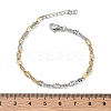 304 Stainless Steel Dapped Chains Bracelets for Women BJEW-D466-08A-GP-3