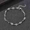 304 Stainless Steel Dapped Chains Bracelets for Women BJEW-D466-08B-P-4