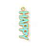Word HAPPY Charms 304 Stainless Steel Enamel Pendants STAS-OY004-19G-1