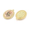 Vintage Printed Style 304 Stainless Steel Oval with Lotus Pendants STAS-T071-29B-G-2