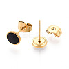 Flat Round 304 Stainless Steel Enamel Stud Earrings EJEW-T047-21G-A-2