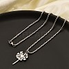 201 Stainless Steel Laser Cut Dandelion Pendant Box Chain Necklaces for Women NJEW-Q004-07P-3