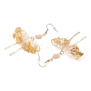 Natural Yellow Quartz Chips Dangle Earrings EJEW-S214-01A-2