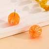 Resin Orange Stud Earrings LS-EJEW-B136-01-3