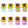 8Pcs 4 Colors Sunflower Flowerpot Food Grade Eco-Friendly Silicone Beads SIL-LP0001-04-1