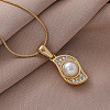 Minimalist 304 Stainless Steel Crystal Rhinestone Pendant Necklaces with Imitation Pearl CU2461-4