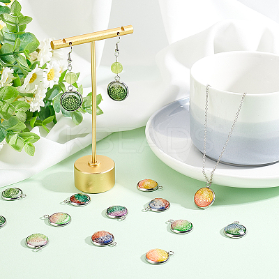 28Pcs 7 Colors Printed Opaque Resin Pendants RESI-AR0001-20-1