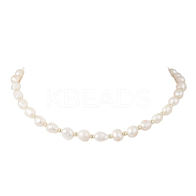 Natural Cultured Freshwater Pearl Two Sides Polished Beaded Necklaces NJEW-JN05731-1