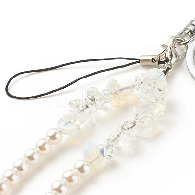 Synthetic & Natural Gemstone with Acrylic Bracelet Keychain HJEW-JM00689-1