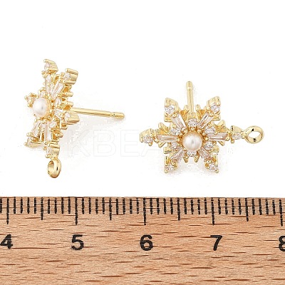 Brass Micro Pave Cubic Zirconia Stud Earring Findings LS-KK-K371-34G-1