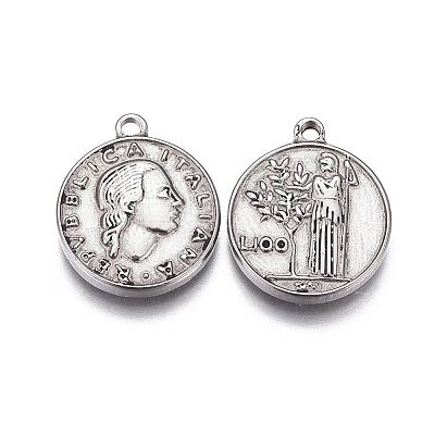 Tarnish Resistant 304 Stainless Steel Coin Pendants LS-STAS-F207-09P-1