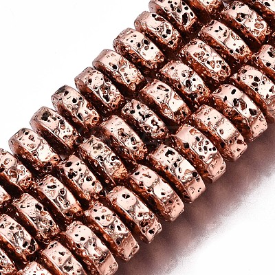 Electroplated Natural Lava Rock Beads Strands G-T114-67RG-1