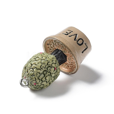 Cactus Pot Green Plant Resin Pendants CRES-B014-01-1
