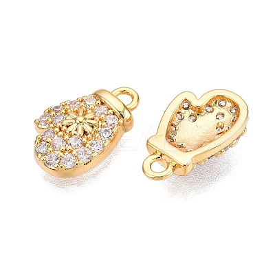 Christmas Theme Brass Micro Pave Clear Cubic Zirconia Charms KK-T073-12G-1