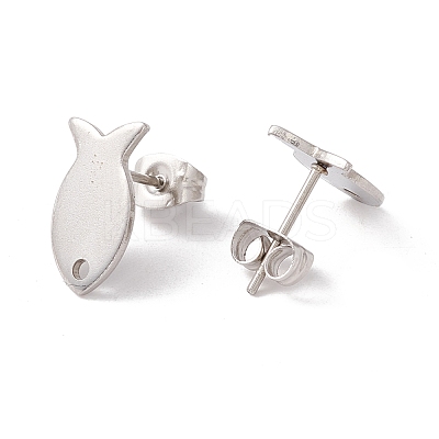 Non-Tarnish 201 Stainless Steel Stud Earring Findings with Hole EJEW-A071-02P-1