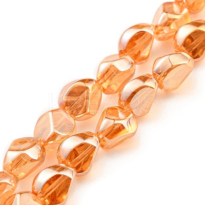 Pearl Luster Plated Electroplate Transparent Glass Beads Strands EGLA-G037-04A-PL03-1