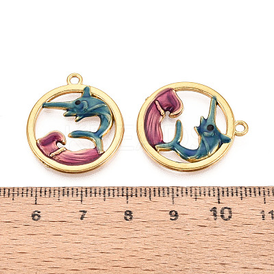 304 Stainless Steel Enamel Pendants STAS-N124-07G-1