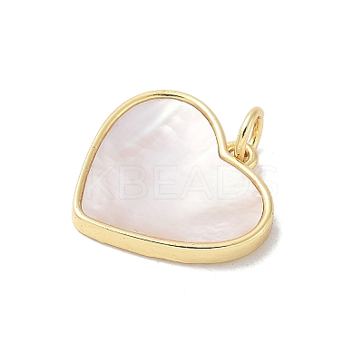 Brass Pave Natural White Shell Pendants KK-S522-05B-G-1