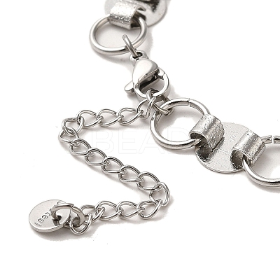 Non-Tarnish 304 Stainless Steel Flat Round Link Chain Bracelet BJEW-Q776-02B-01-1