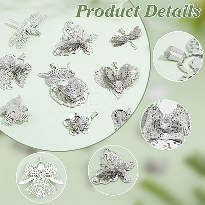 18Pcs 9 Styles Brass Rhinestone Pendants FIND-PH0020-70-1