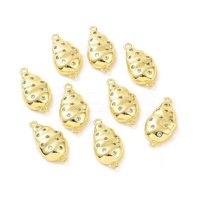 Rack Plating Eco-Friendly Brass Micro Pave Cubic Zirconia Connector Charms KK-F844-07G-1