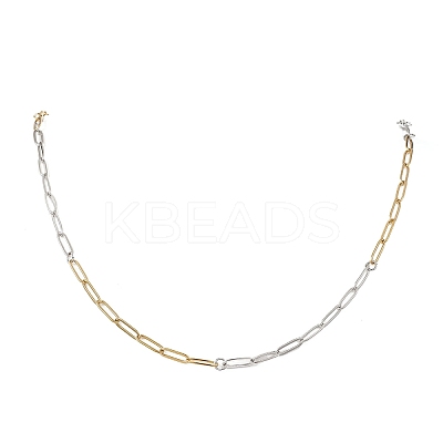 4MM Two Tone 304 Stainless Steel Paperclip Chain Necklaces NJEW-JN05621-1