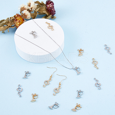 20Pcs 4 Style Rack Plating Alloy Rhinestone Pendants ALRI-FH0001-15-1