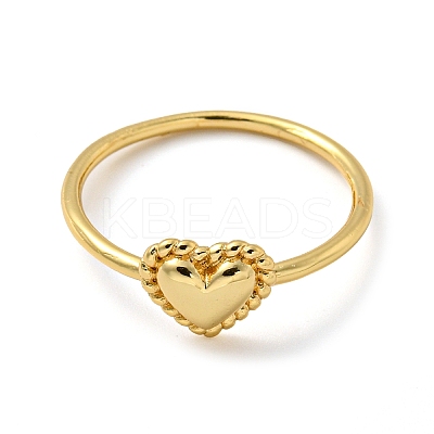 Rack Plating Brass Heart Finger Rings for Women RJEW-C081-04G-1