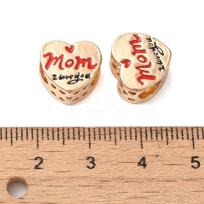 Mother's Day Rack Plating Alloy Enamel European Beads PALLOY-S189-53G-1