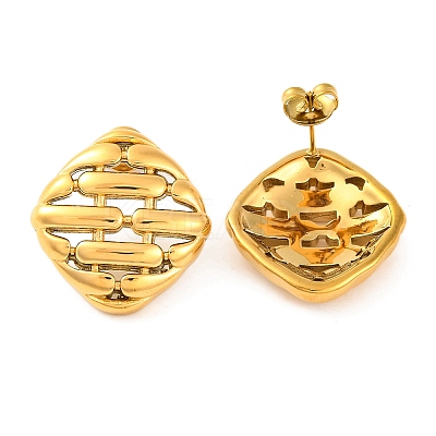 Ion Plating(IP) 304 Stainless Steel Stud Earrings EJEW-G395-09G-1