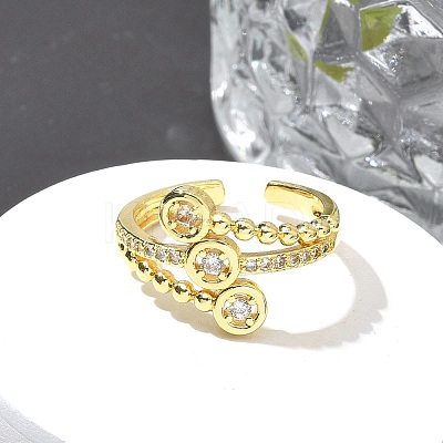 Brass Micro Pave Clear Cubic Zirconia Cuff Rings LS-RJEW-M029-02G-1