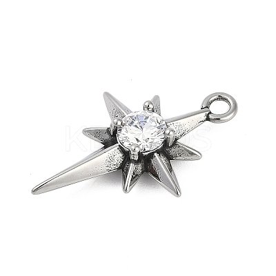 316 Surgical Stainless Steel Micro Pave Cubic Zirconia Pendants X-STAS-G349-01AS-02-1