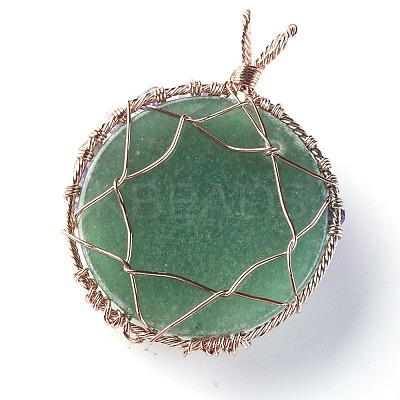Natural Green Aventurine & Amethyst Big Pendants G-G771-B01-1