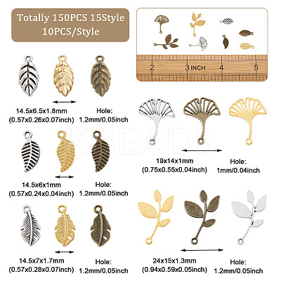 150Pcs 15 Style Zinc Alloy Pendants FIND-PJ0001-22-1