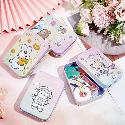 4Pcs 4 Styles Tinplate Storage Box CON-CN0001-02-1