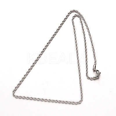 Tarnish Resistant 304 Stainless Steel Rope Chain Necklaces NJEW-M124-09P-1